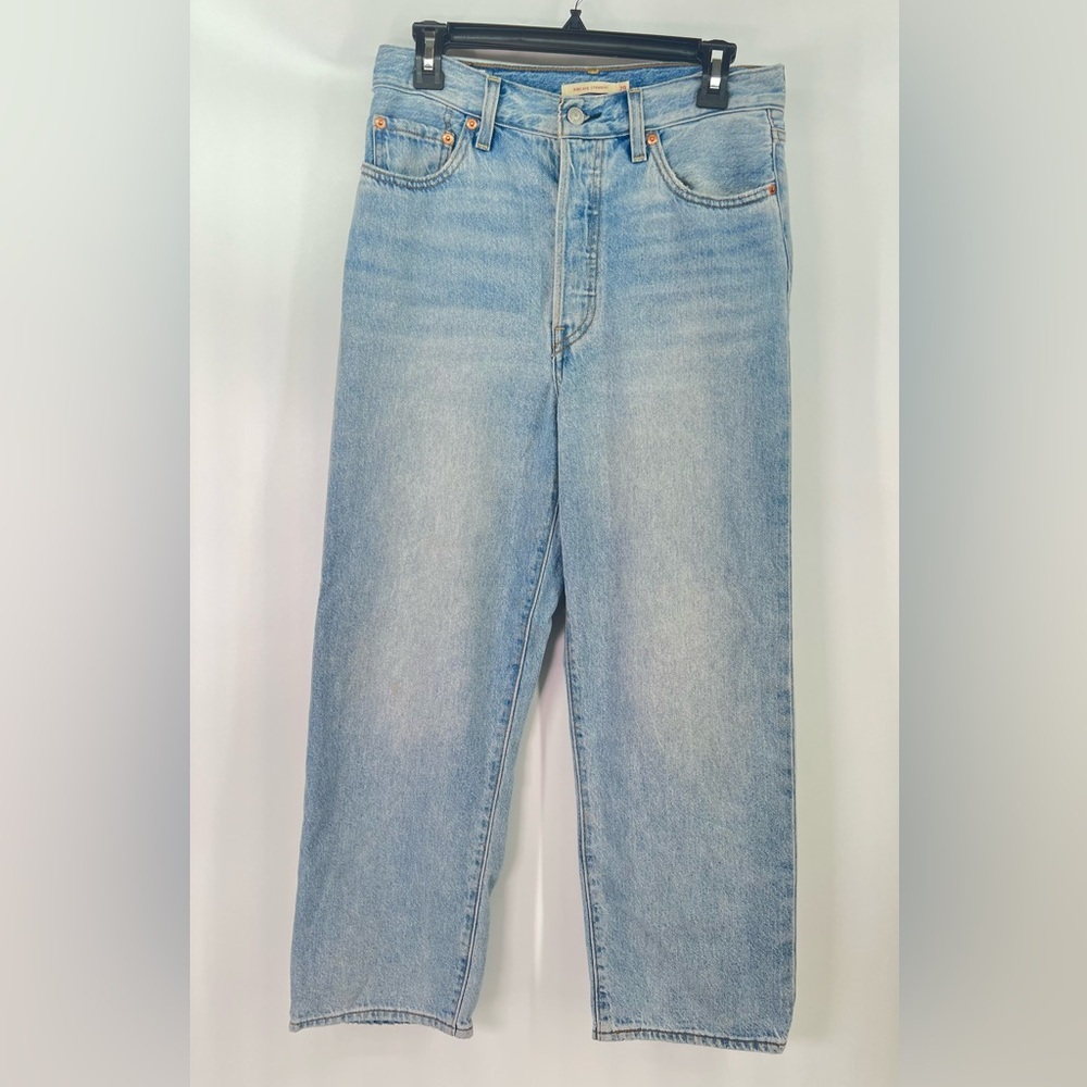 Levi’s Light Wash Ribcage High Rise Straight Leg Denim Jeans 29 Twenty Nine - Picture 4 of 12